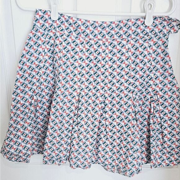 Anthropologie Maeve Pleated Mini Skirt Blue Geometric Floral Plus Size 4 - Picture 7 of 11